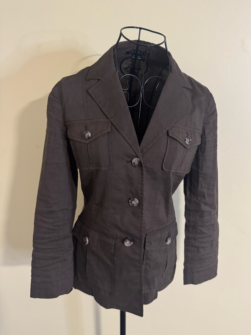 Theory Women’s Button Down Collared Brown Jacket Size 6